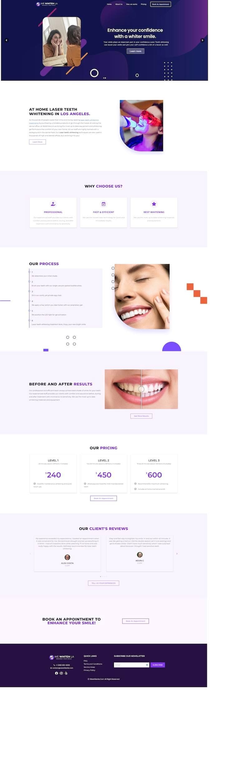 Full We Whiten LA homepage