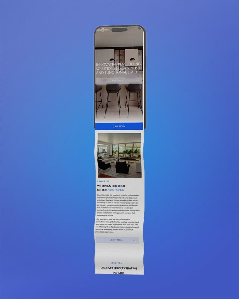 Ocean Remodeling website, second mockup