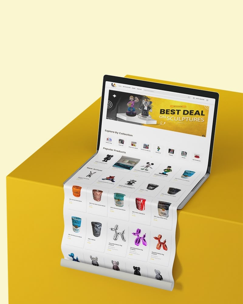 LA Art store on a folding screen mockup