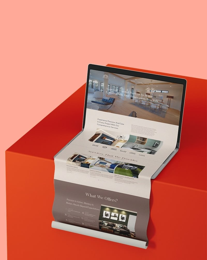 White Lotus Builderz website on a folding screen mockup