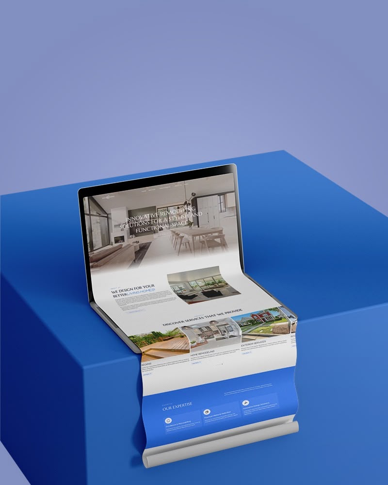 Ocean Remodeling website on a folding screen mockup