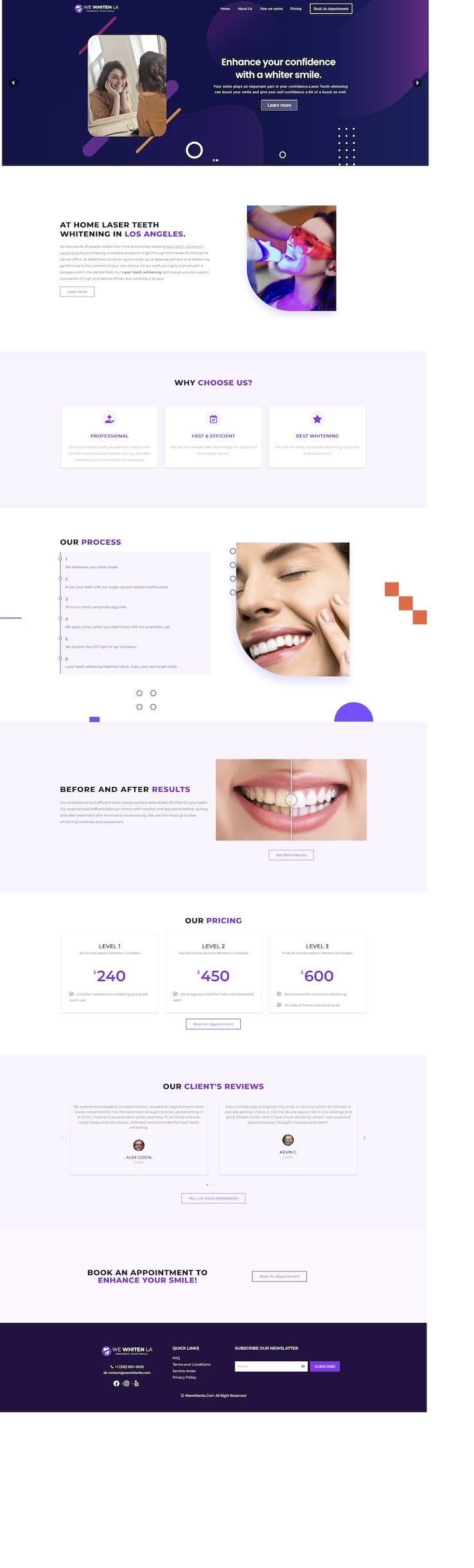 Full We Whiten LA homepage