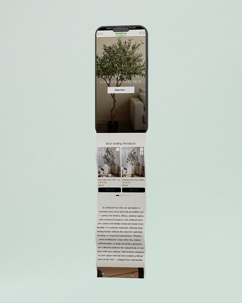 Artificial Tree USA store, second mockup